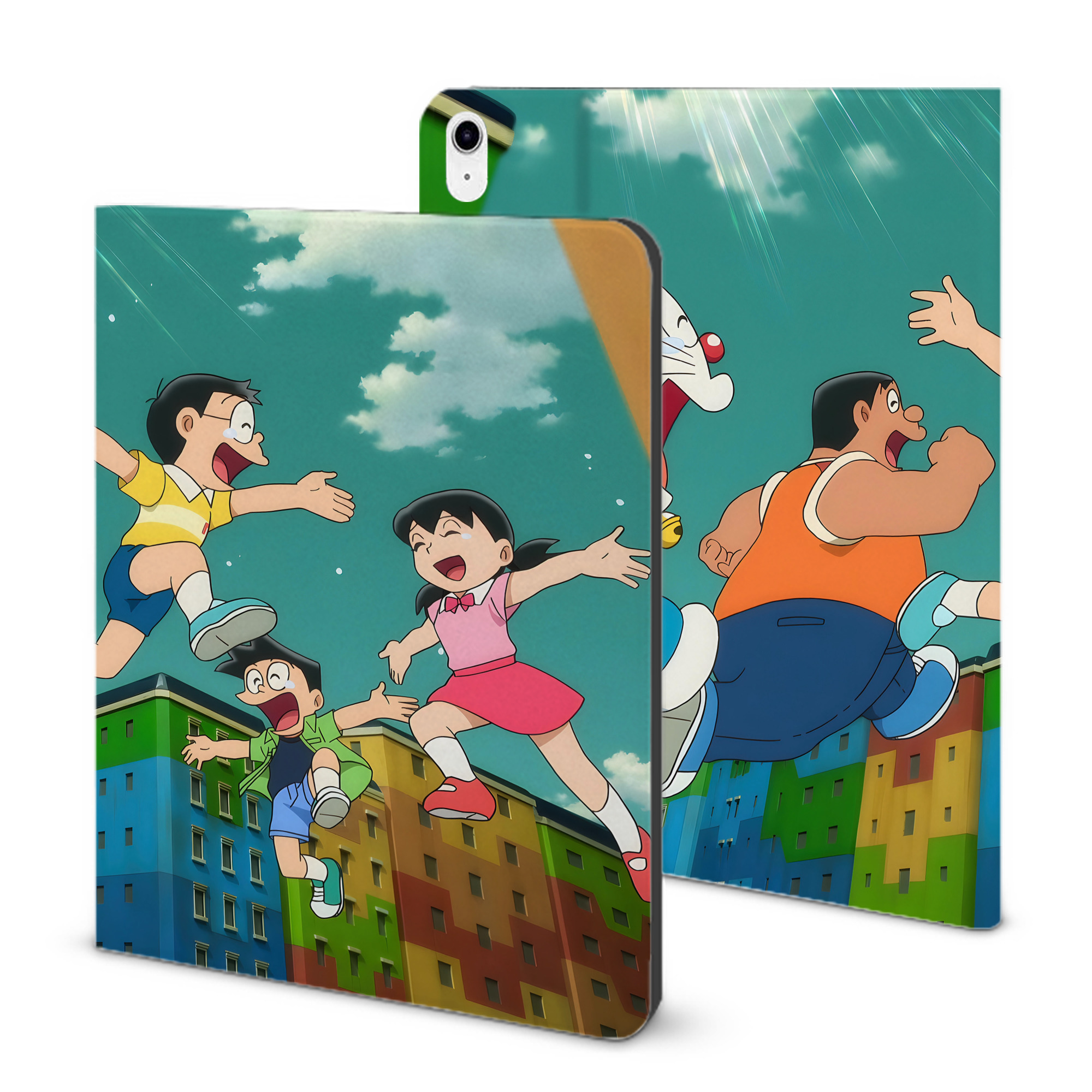 （画像用） ドラえもん Doraemon IPad ケース ブック型 PUレザー TPU 耐衝撃 軽量 薄型 ペン収納なし 全面保護 IPad 各モデル対応